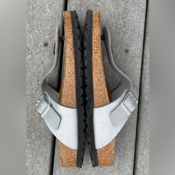 Gizeh Birko-Flor Birkenstocks Silver Size 36 = Women’s 5/5.5 - Picture 3 of 10